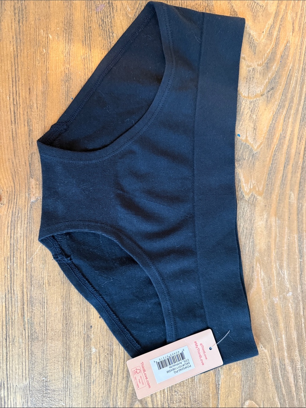 NWT ThirdLove Black Seamless Hipster Panty, size Small